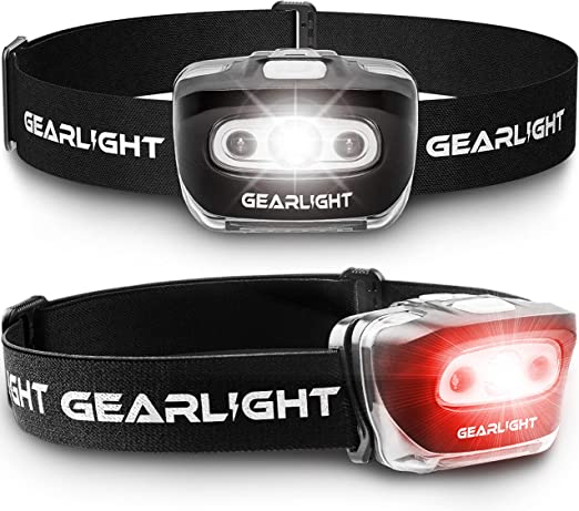 Pack of 2 Outdoor Flashlight Headlamps w/Adjustable Headband