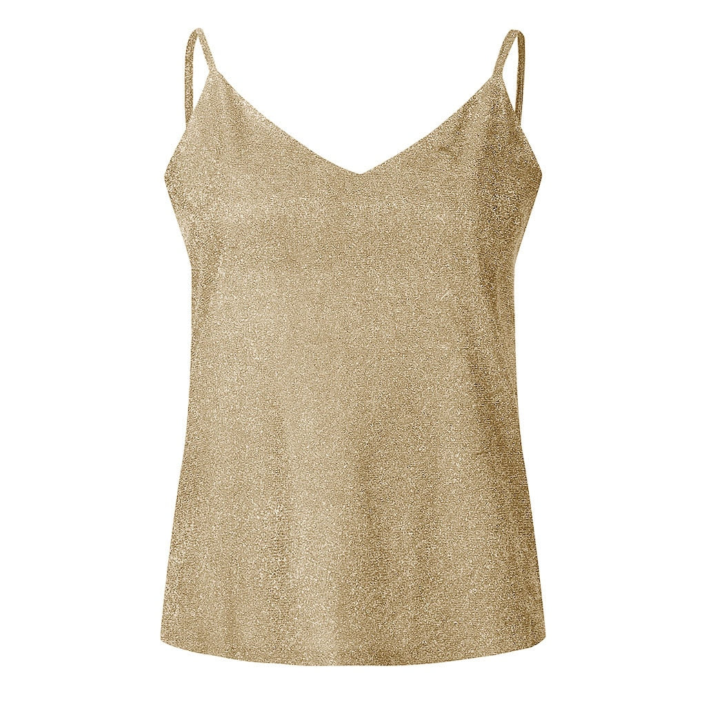 Gold Sliver Sequin Top Sleeveless Tank